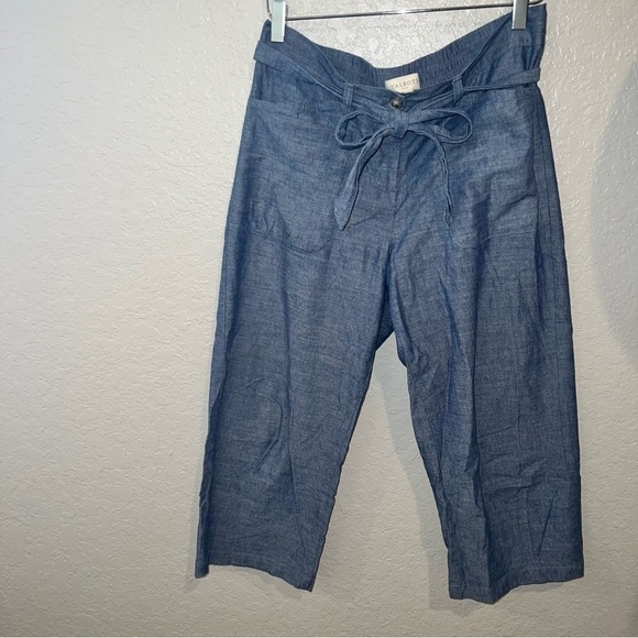 Talbots Denim Color Flowy Cropped Pants W/ Elastic Wais - Picture 2 of 7